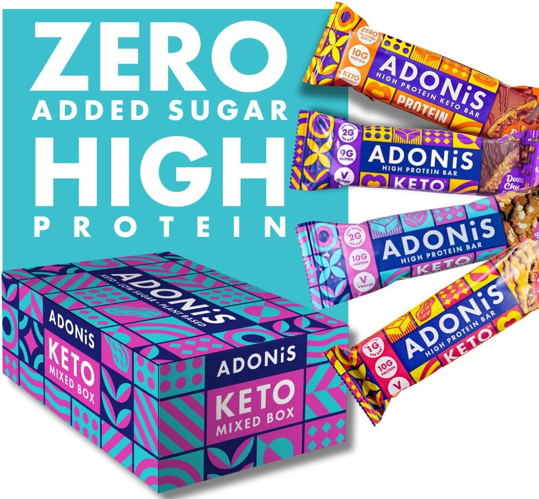 Mixed Box With 4 Flavours | High Protein & Nut Keto Bars (20 Bars) | Vegan/Keto-Friendly | Natural Keto Snacks | Sugar Free, Palm Oil Free | Low Sugar & Low Carb | Ideal for a Keto Diet