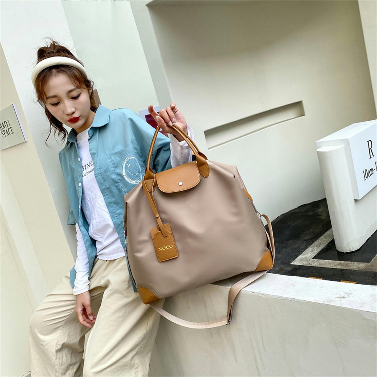 NOGRAX Schulrucksack Leichte Reisetasche Für Kurze Reisen Und Fitnessstudio Mit Großer Kapazität Handtasche Wochenendgepäck Duffle Beutel Frauen Yoga Fitness-Braun