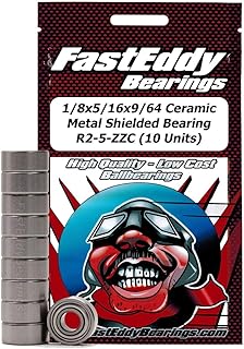 FastEddy Bearings 1/8x5/16x9/64 Ceramic Metal Shielded Bearing R2-5-ZZC (10 Units)
