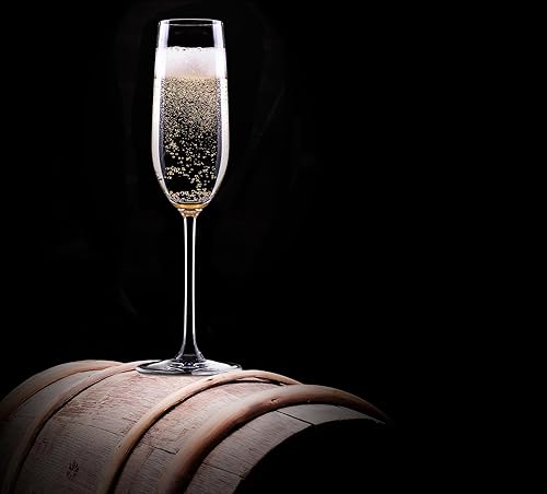 Miniatura 5 de Juego de 4 elegantes copas de champán  Diseñadas y fabricadas en Europa  Borde transparente  7 onzas líquidas  100% sin plomo  Copas de champán