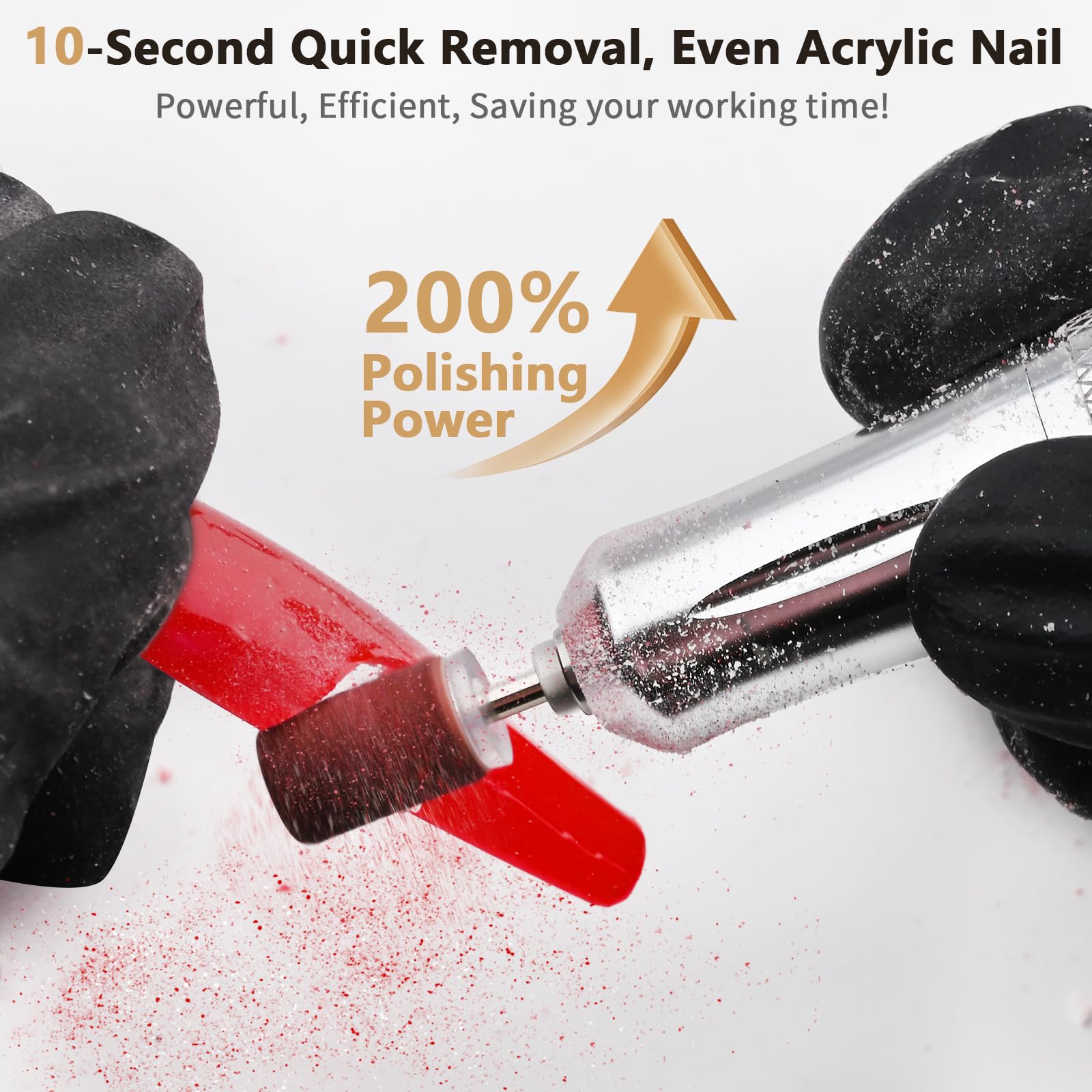 7-in-1 Torno para Uñas Profesional 35000 RPM, lima uñas electrica con Base de y 7 Brocas, para Uñas de Gel de Acrílico Eliminado, Manicure e Pedicure, Inicio / Salón, Blanco