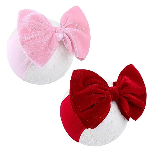 YanJie Diademas de San Valentín para bebé, lazos de terciopelo rojo, hechos a mano, lazos para el cabello, accesorios de regalo para recién nacidos,