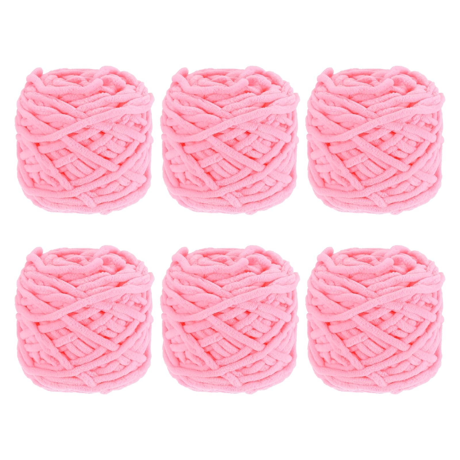 QUARKZMAN 6 Pezze Filato Coperta 45 Metri Morbido Filato Chenille Rosa | Velluto Peluche, Spesso, per Coperte Sciarpe Scialli, Maglia A Mano Lavori All'Uncinetto