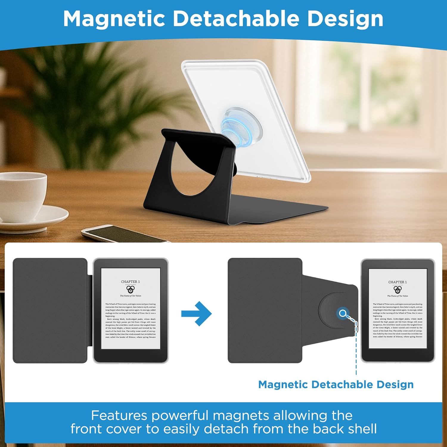 Magnetic Detachable 2-in-1 Stand Case for 7'' Kindle Paperwhite 12th Gen 2024, Black1 Magnetic Detachable Case for All-New 7" Kindle Paperwhite 12th Gen 2024, Black2