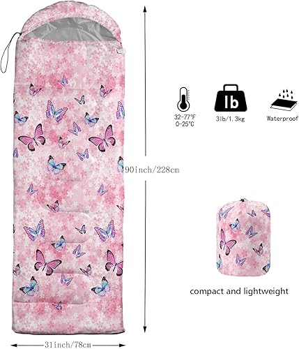 Miniatura 3 de Saco de dormir para niños y niñas, estampado de luna de cohete, ligero, cálido, portátil, para exteriores, interior, impermeable, resistente al