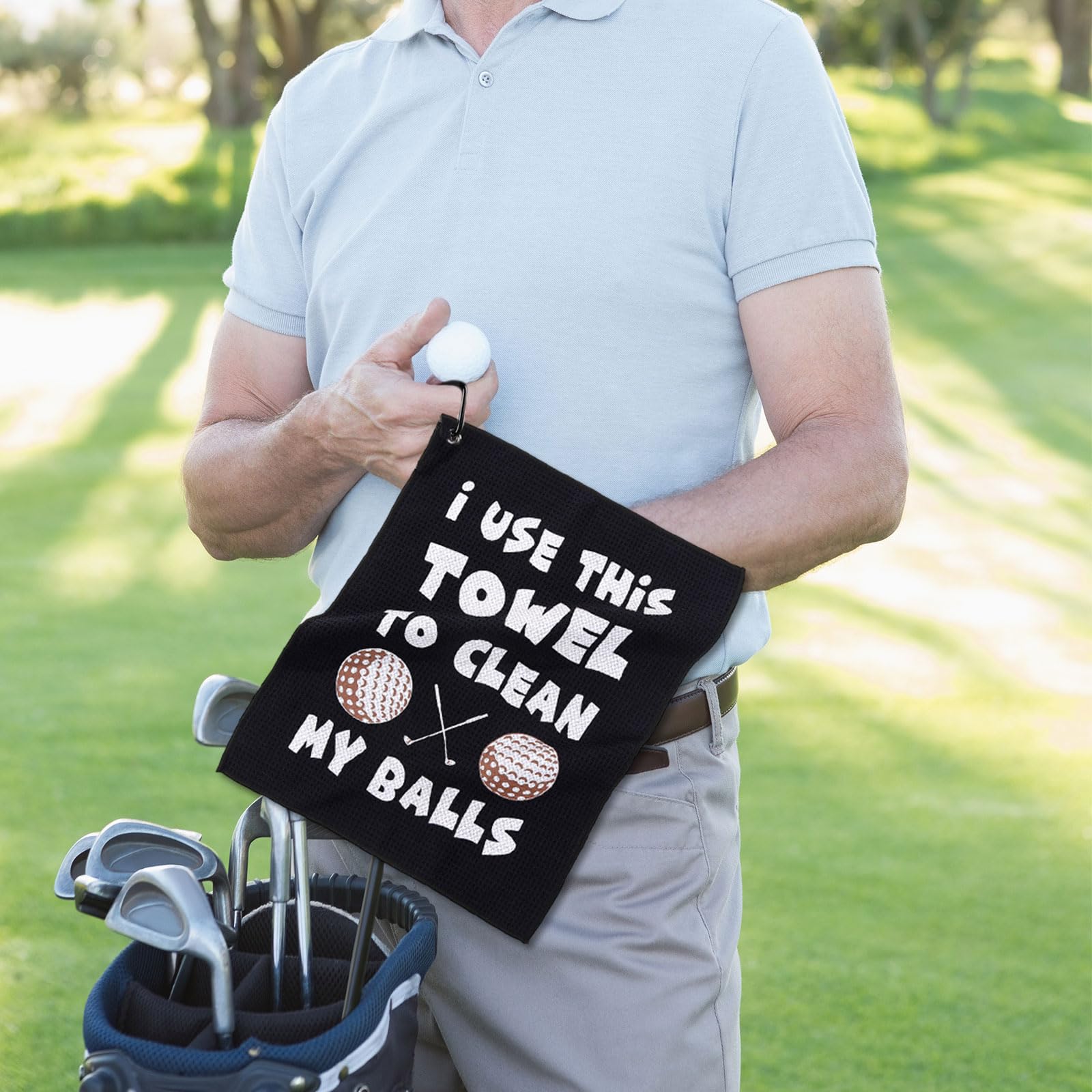Asciugamano da golf divertente con clip per borsa nero