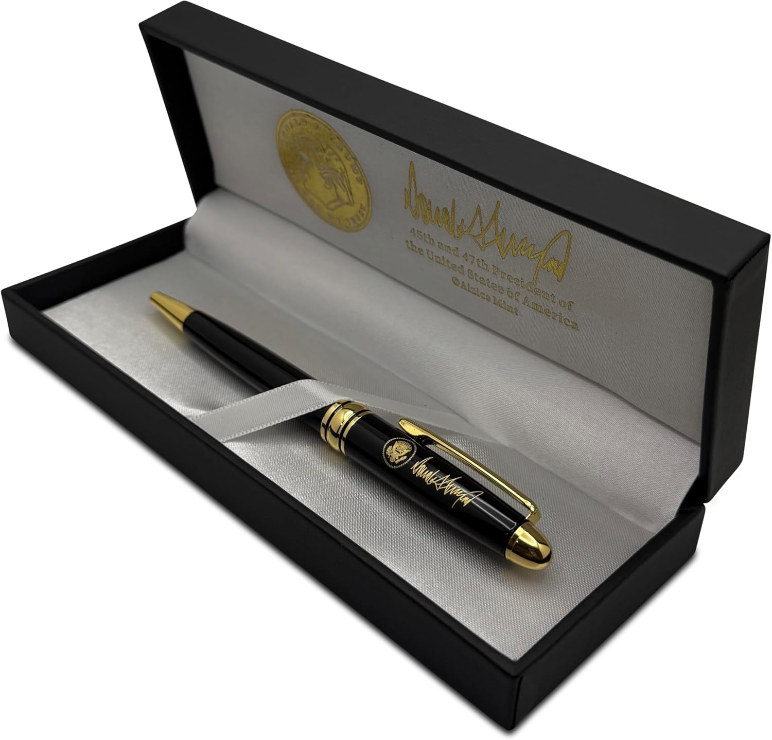 Donald Trump Executive Order Presidential Collector's Pen, Black and Gold Executive Rollerball with Signature and Seal, Premium Gift Box