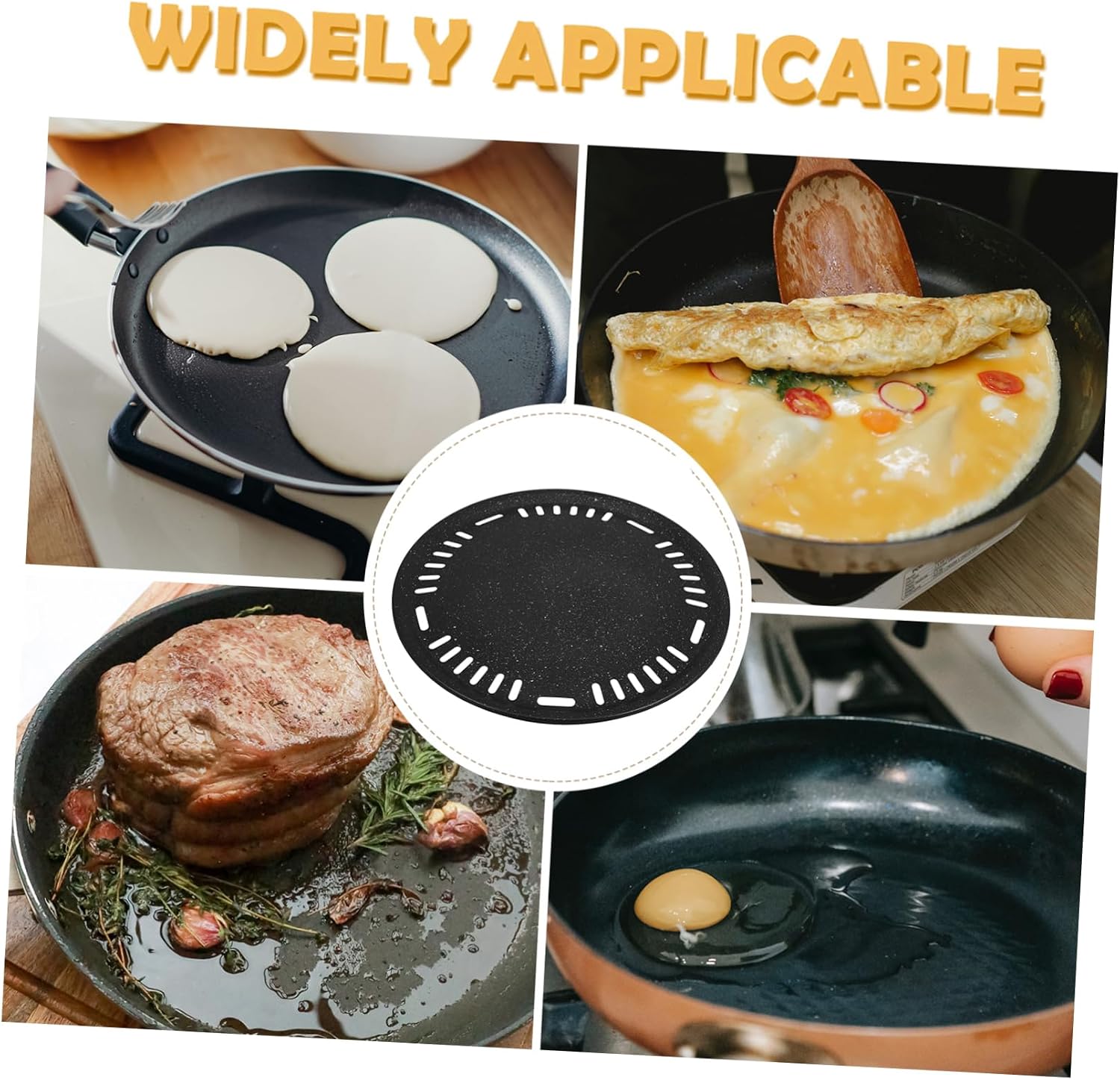 LIFKOME Nonstick Round Griddle Pan Egg Pan for Pancakes Omelette Bbq Camping Cooking Tool