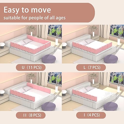 Miniatura 5 de Parachoques para cama para niños pequeños, para la seguridad de adultos mayores, rieles de protección laterales de cama ajustables para niños, camas