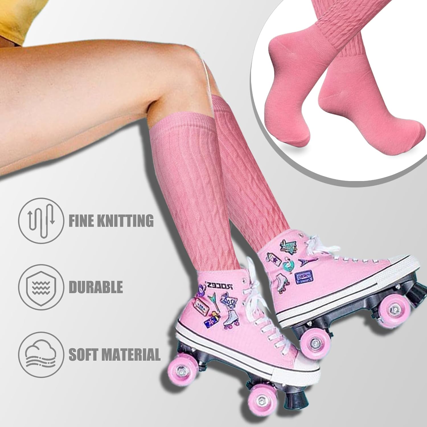 6 Pairs Slouch Socks for Women, Soft Extra Long Thick High Slouch Slouchy Sock for Women Mothers Gifts