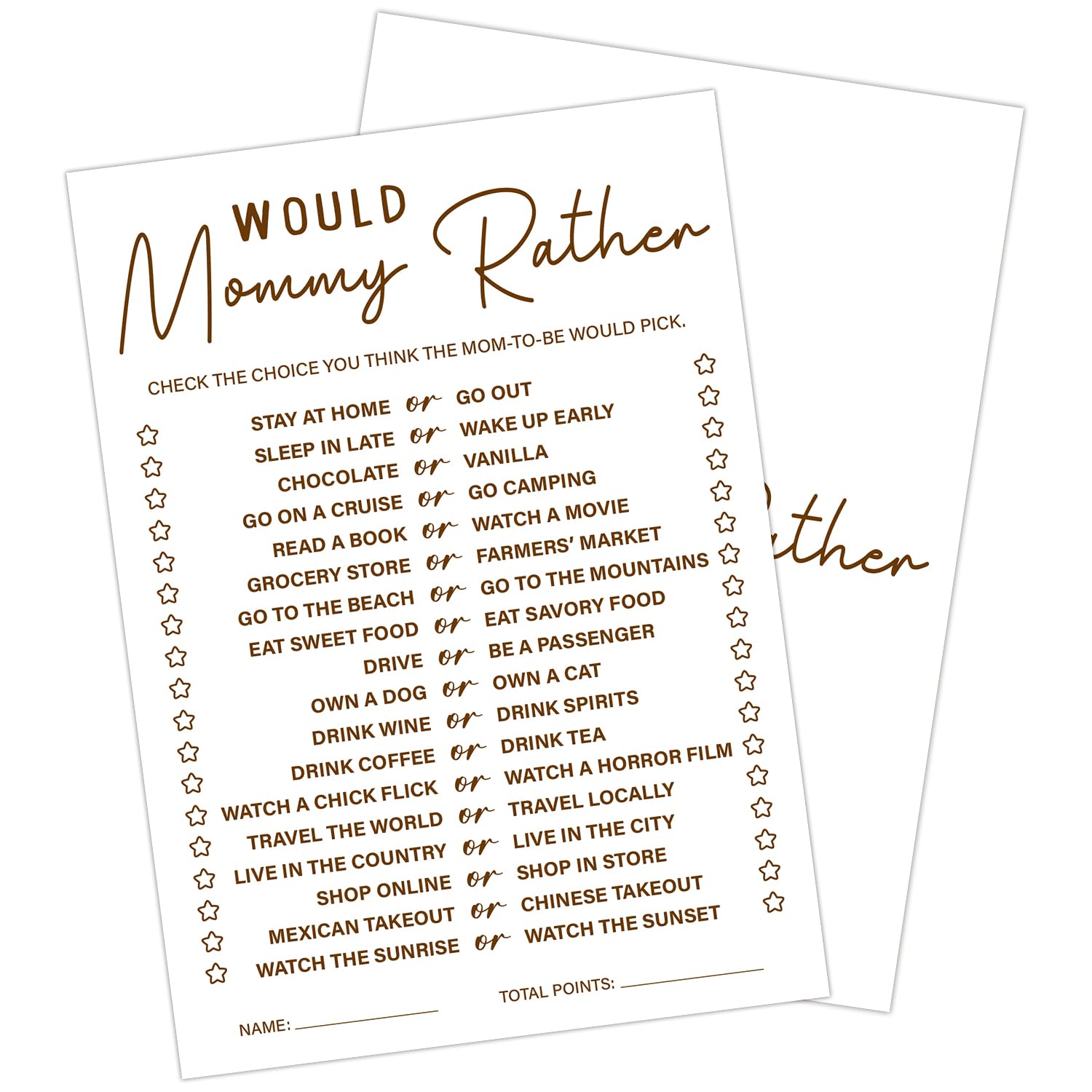 ZEDEV 30 PCS Cute Bear Would Mommy Rather Baby Shower Game for Boy Girl, Double-Sided Games Gender Neutral Gender Reveal Party Supplies & Decor-C07