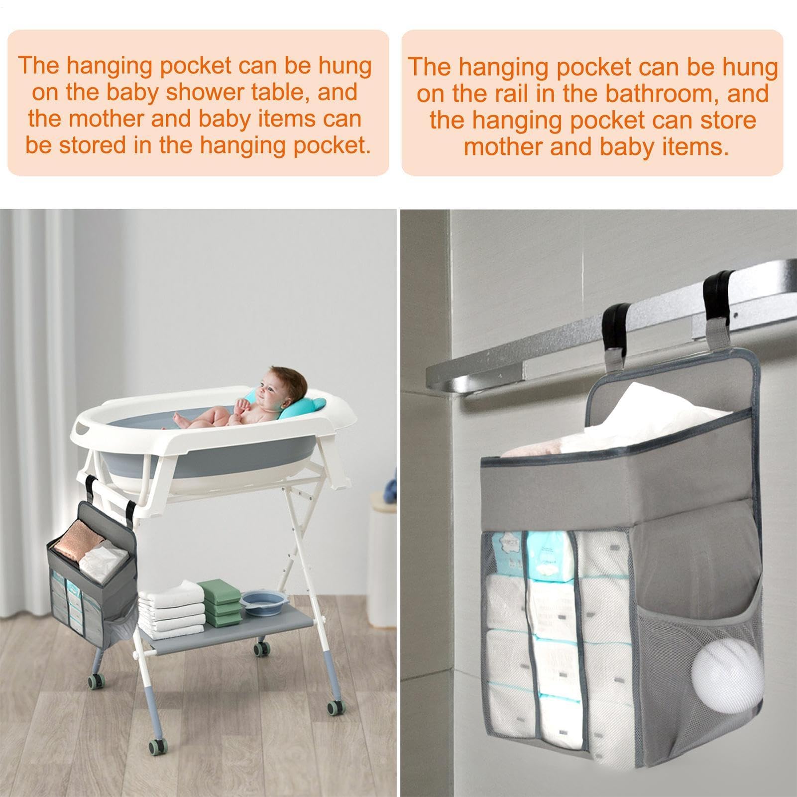 Cesta de pañales, organizador portátil de pañales, cesta de bebé que ahorra espacio, apilador de pañales colgante para guardería, hogar y viajes, ideal para padres