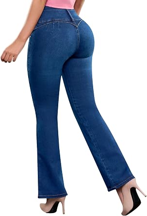 Fiorella Shapewear Pantalones Colombianos Levanta Cola | Butt Lifting Colombian Jeans Boot Cut | High Waisted Push Up 527BB