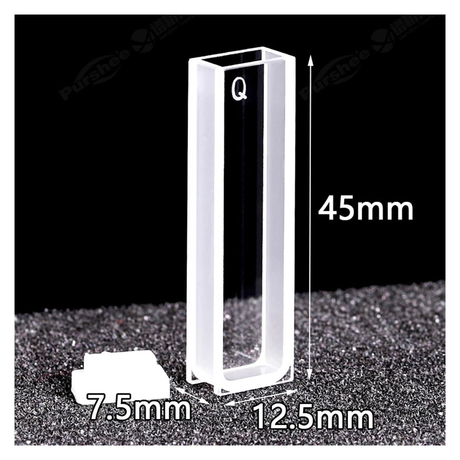 2 cubetas de Cuarzo con Tapa, Longitud de trayectoria de 5 mm, JGS1, Volumen de 1,75 ml, for espectrofotómetro(Fully fution)