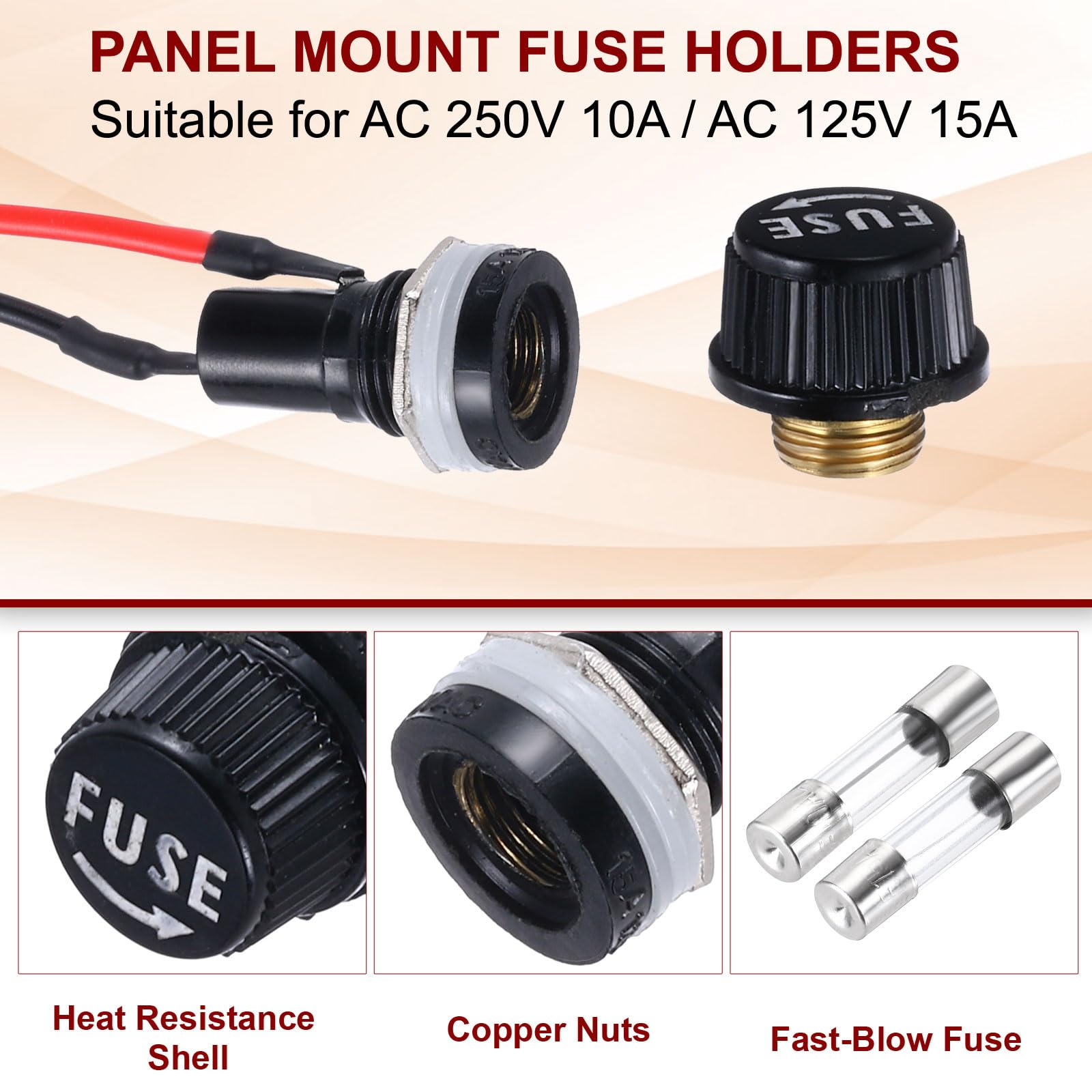 Amazon.co.jp: uxcell 5個のパネル取り付けヒューズホルダー、10