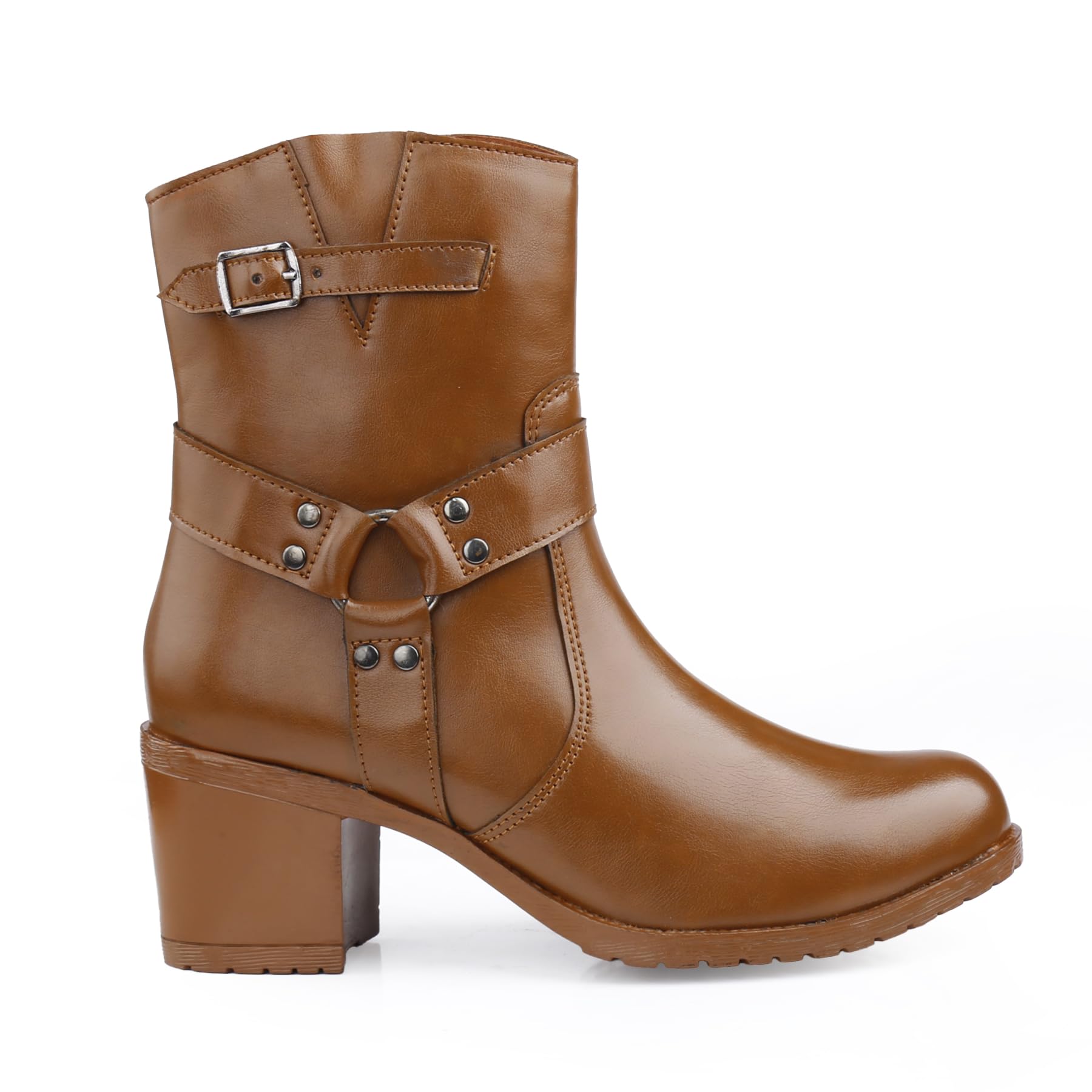 Women's 2.5 Inch Height Increasing Faux Leather Formal Slip-on Ankle Zipper Buckle Shoes-image-36