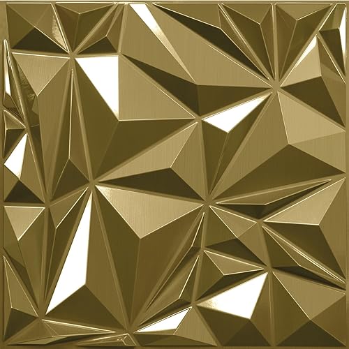 STICKGOO Paneles de pared de diamantes para decoración de pared interior, paneles de decoración de pared 3D de oro cepillado profundo, paneles