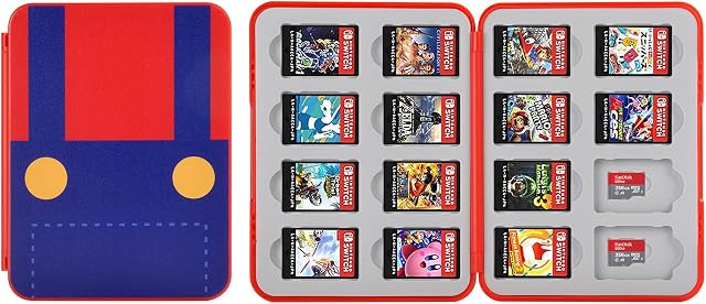 Vicloon Game Card Case for Nintendo Switch, Game Card Holder Game Storage, 16 Slots Switch Cartridges Storage Case, Switch Games Holder case for Switch Game Card & SD Card Storage (Mario)