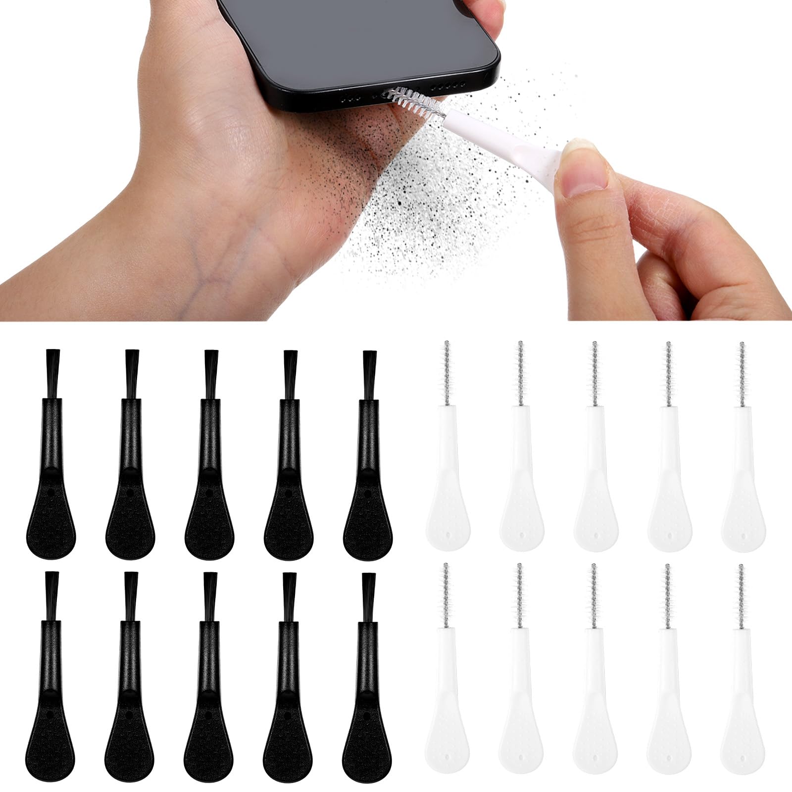 20 sztuk zestaw do czyszczenia telefonu komórkowego USB C szczotki do czyszczenia głośników telefonu szczotka do czyszczenia słuchawki telefonicznej mini szczotka czyszcząca bez zatykania do 16 17 Pro