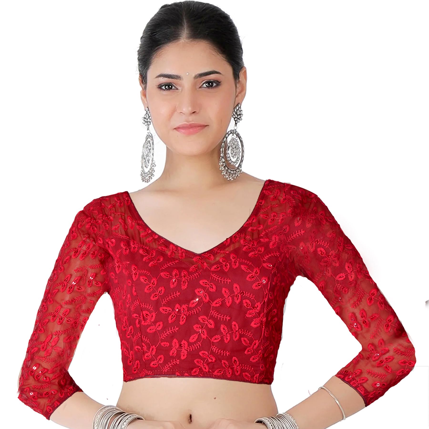Chandrakala Chikankari Blouses for Women Sarees,Readymade (B210-P)