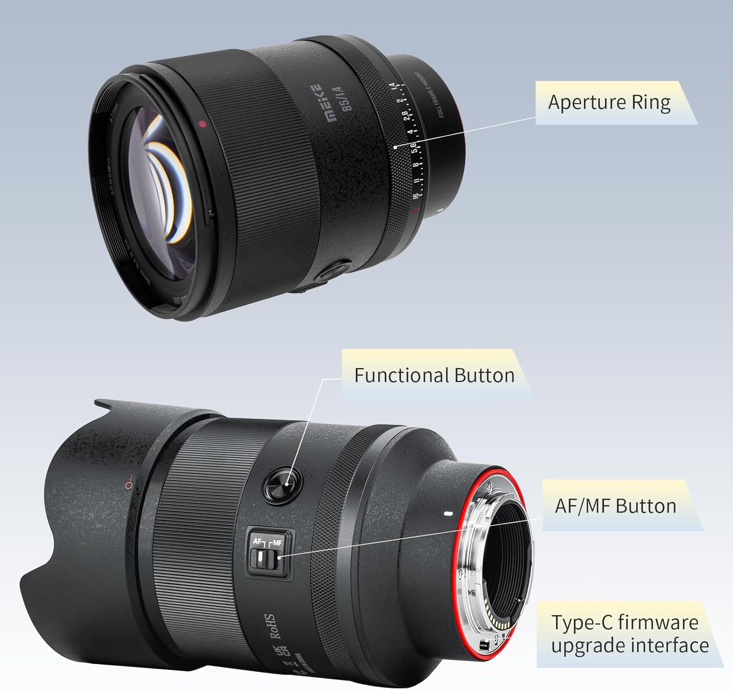Meike 85mm F1.4 Auto Focus Large Aperture Full Frame STM Stepping Motor Medium Telephoto Portrait Prime Lens Compatible with Sony E Mount Cameras A7 A7R A7IV A7R IV A7III A7RIII A7SIII A9 A7C A7CII