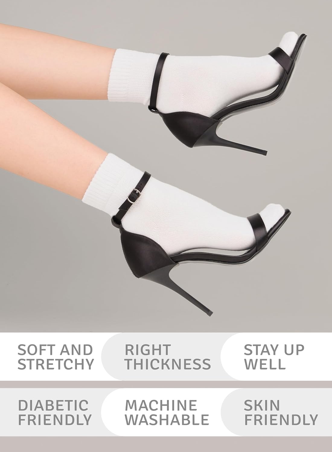 Women's Diabetic Ankle Socks, Made with Rayon derived from Bamboo | Loose Fit, Seamless | Size 6-9/10-12, 3 Pairs - Image 5