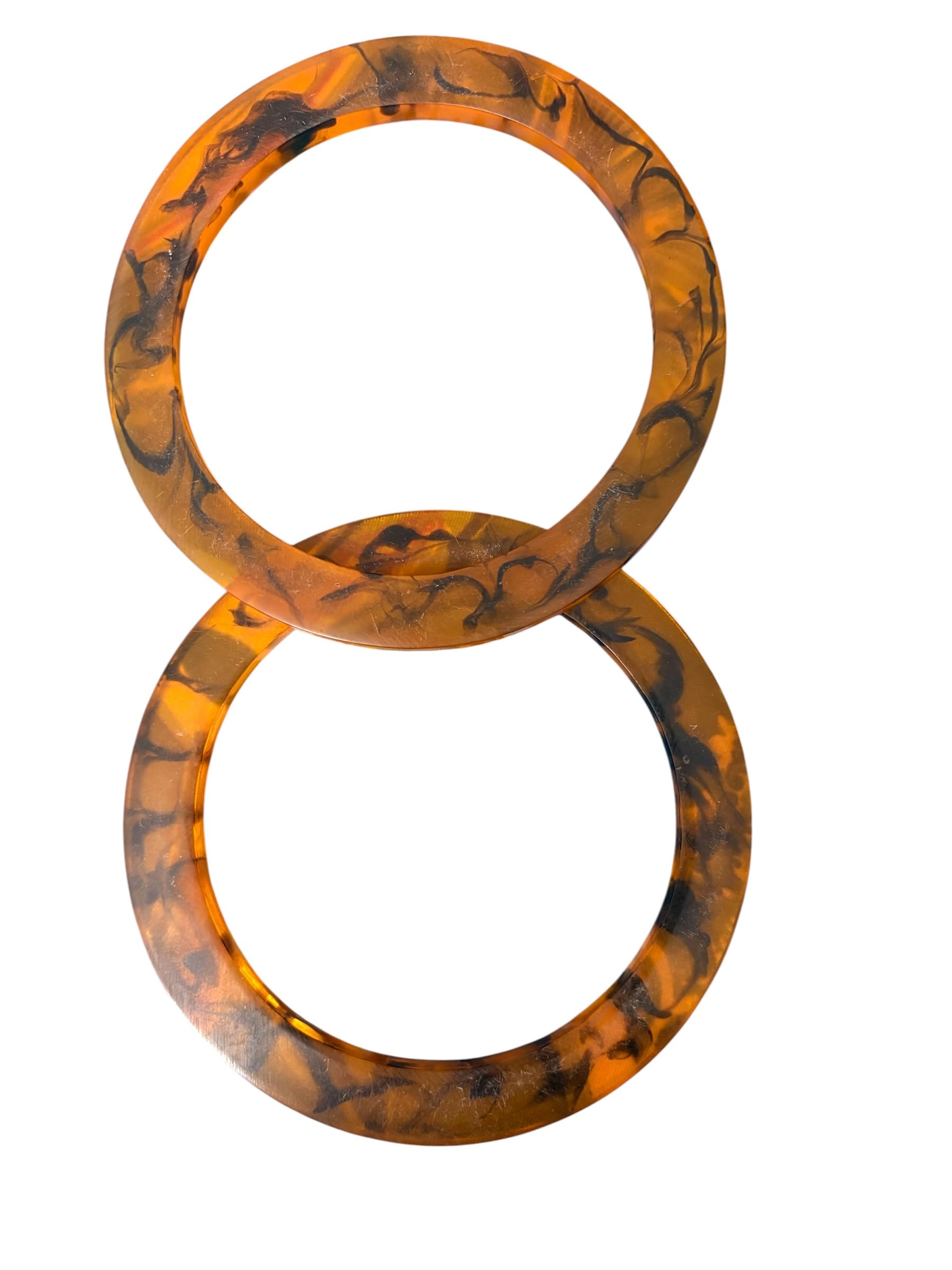 Tortoiseshell Plastic Bangle Handles for DIY Purse, Round, 9mm, Marbled Brown and Orange, 2 Pieces-image-49