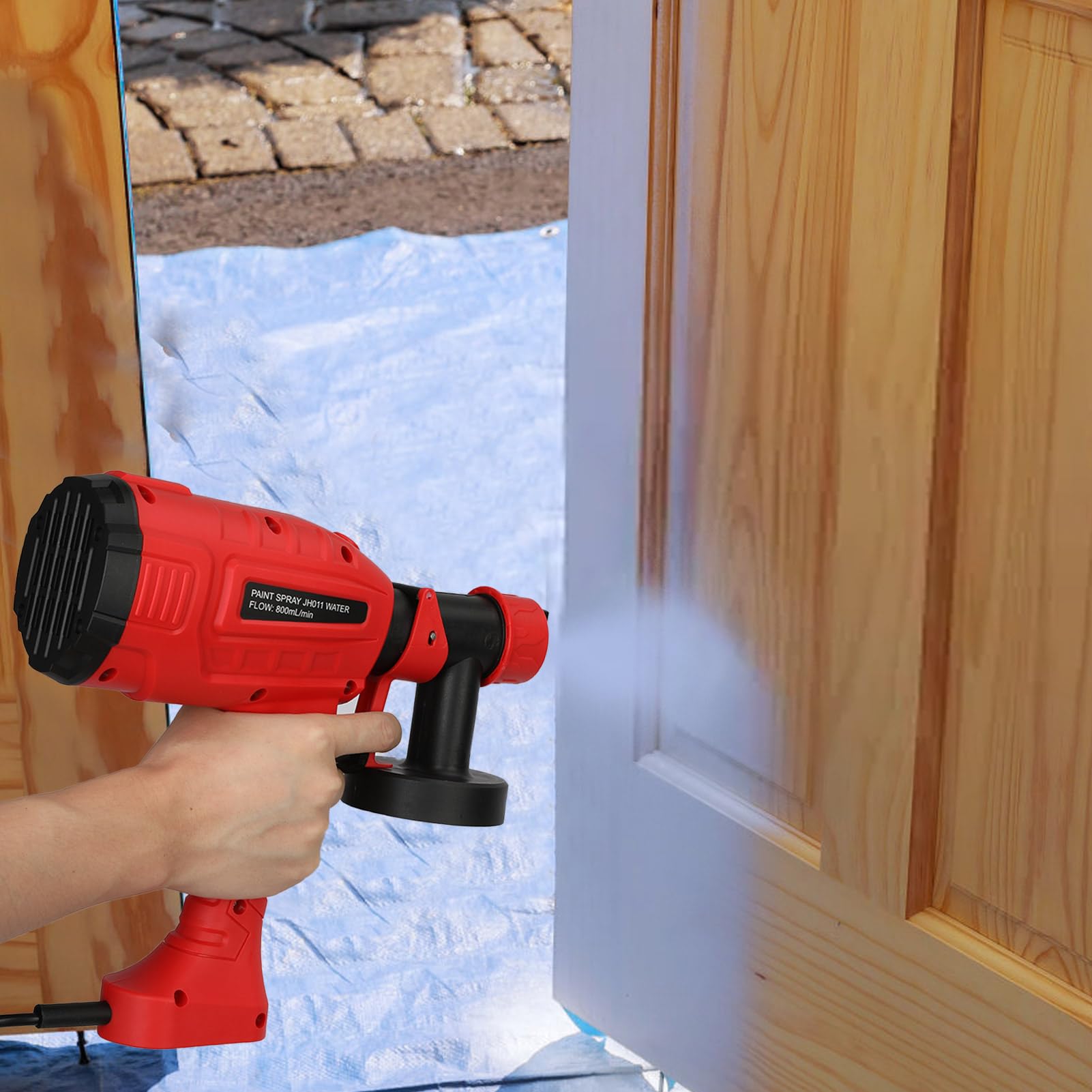 HOTREE Electric Paint Sprayer Gun, 800W HVLP Spray Gun With 1400ml Tank, 4 Nozzles, 3 Patterns, For Furniture, Walls, Fences, Cabinets - View #4