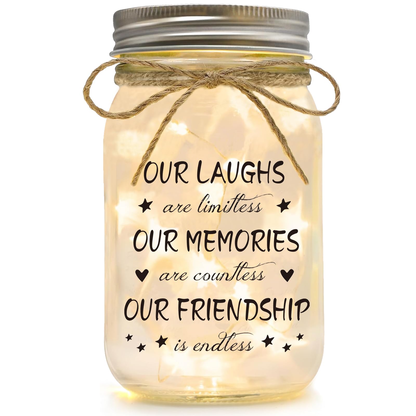 Friendship Gifts for Women Best Friend Birthday Christmas Gift - Mothers Day Gifts for Friends, Mason Jar Night Lights, Heartfelt Home Decor Gift