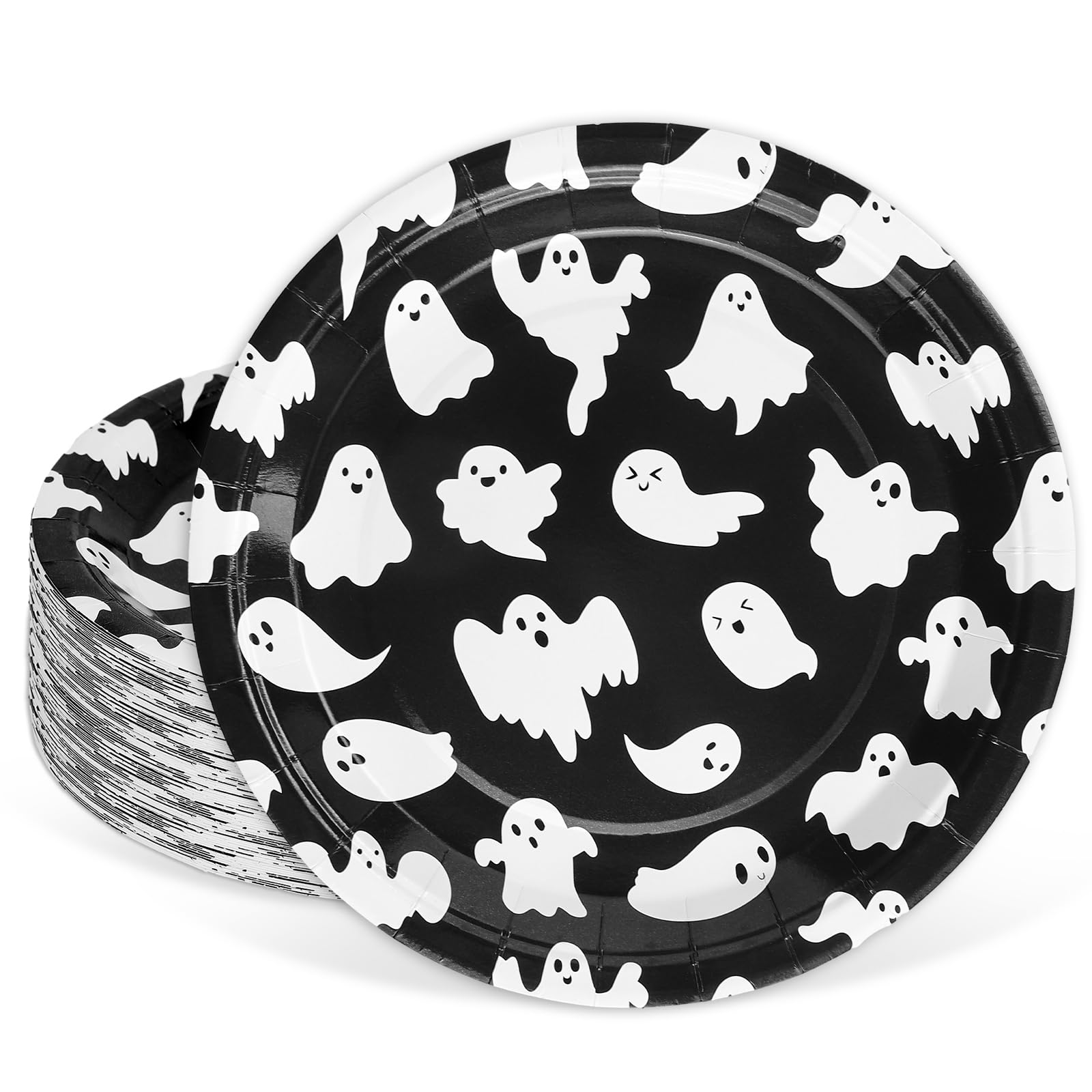 Assiettes jetables Halloween fantôme 22,9 cm pour déco table fête