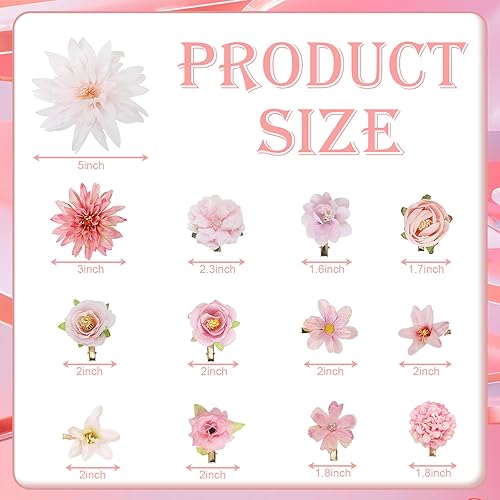 Miniatura 2 de 24 pinzas para el pelo con flores, accesorios para el pelo de rosa, accesorios florales, tocados de novia para mujeres y niñas, boda, cumpleaños,