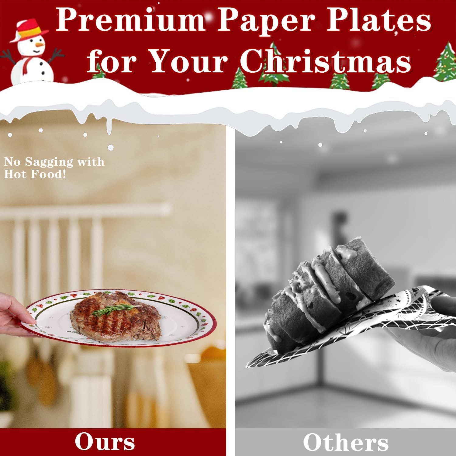 150Pcs Christmas Paper Plates and Napkins Dinnerware Set, Heavy Duty Christmas Tree Dinner plates Disposable Party set, Red White and Green Tableware for Winter Xmas Wedding Party Supplies, Serves 50