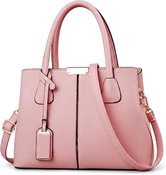 Blush Pink Handbags for Women, PU Leather Hand Bag with Pendant