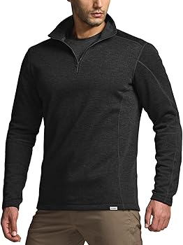 CQR Men's Thermal Fleece Quarter Zip Sweater, Outdoor Lightweight