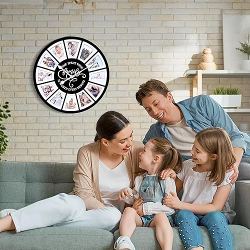 Miniatura 2 de MODE HOME Reloj de pared de 24 pulgadas con marco de fotos, silencioso grande para decoración de sala de estar, reloj decorativo a pilas con marcos