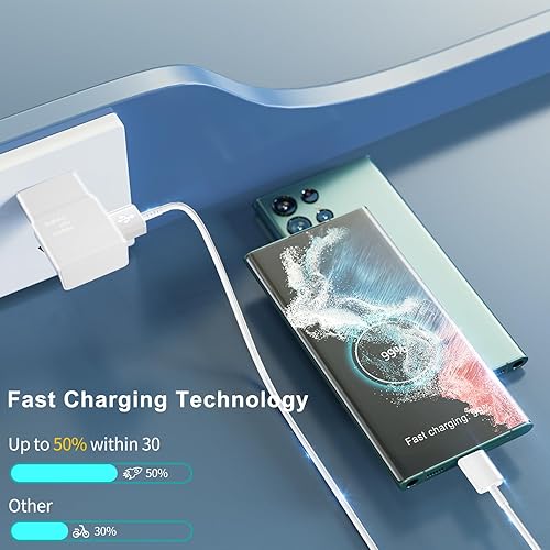 Miniatura 3 de Cargador de teléfono Android tipo C cable de carga rápida con cable de carga de 8 pies para Samsung Galaxy S10S10eS10+S9S9+S8S8+S23S22S21