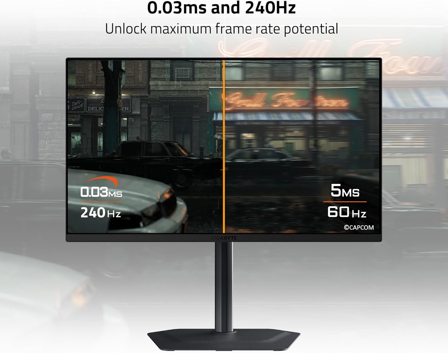 GIGABYTE - MO27U2-27" QD-OLED Gaming Monitor - UHD 3840x2160-240Hz - 0.03ms GTG - AMD FreeSync Premium Pro, G-SYNC Compatible - Type C KVM - HDMI, DP, Type-C - Height and Tilt Adjustable - Black