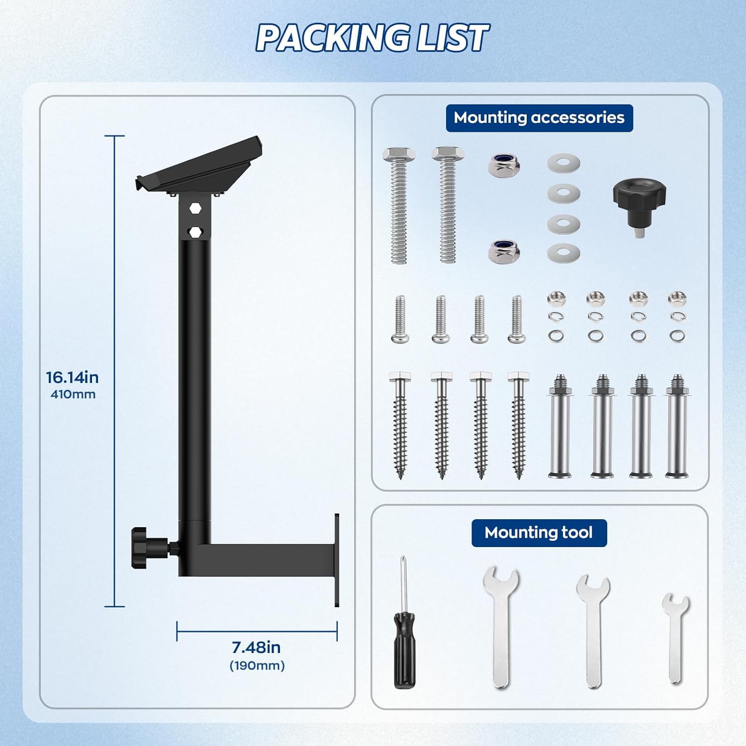 Adjustable Starlink Gen 3 Mount, 360° Rotatable Starlink Pole Mounting Kit Compatible with V3 Starlink Standard Dish (Length-7.1 inch)