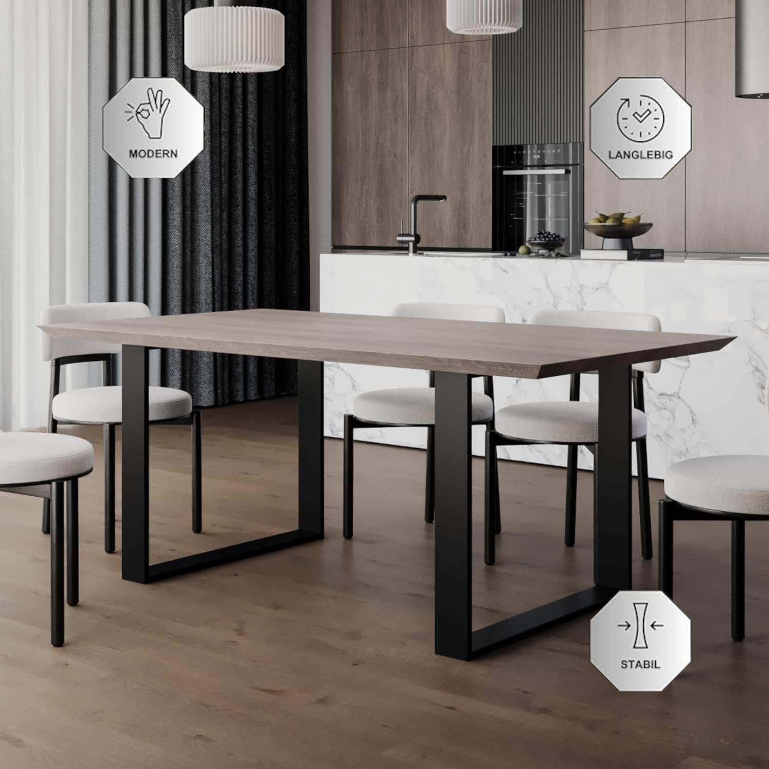 2x Tischküfen Schwarz, Tischgestell 70x70 cm, Einfache Montage, Tischbeine aus Metall in Industrial Matt, Ideal für DIY-Projekte wie Esstisch, Schreibtisch oder Wohnzimmertisch