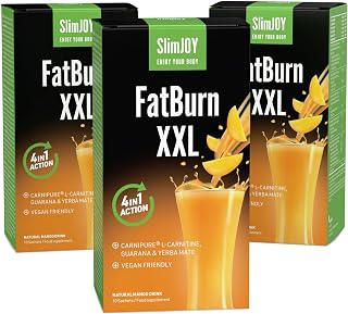 SlimJoy FatBurn XXL - A Delicious 4-in-1 Drink with L-Carnitine, Guarana and Vitamin B3 with Free e-Book