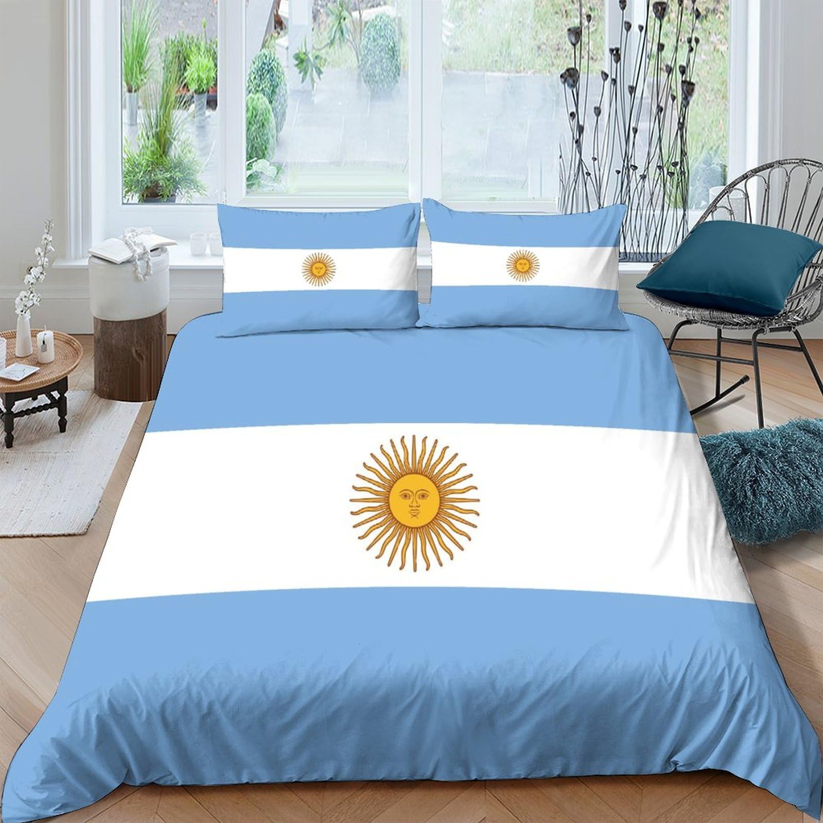 Housse de couette Argentine 3D Super King 260x220cm avec taies d'oreiller en microfibre