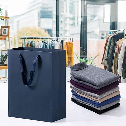 Miniatura 6 de driew Bolsas de regalo azul marino, paquete de 12 bolsas de regalo extra grandes azul marino, asas de cinta, papel resistente de 10 x 5 x 13.5