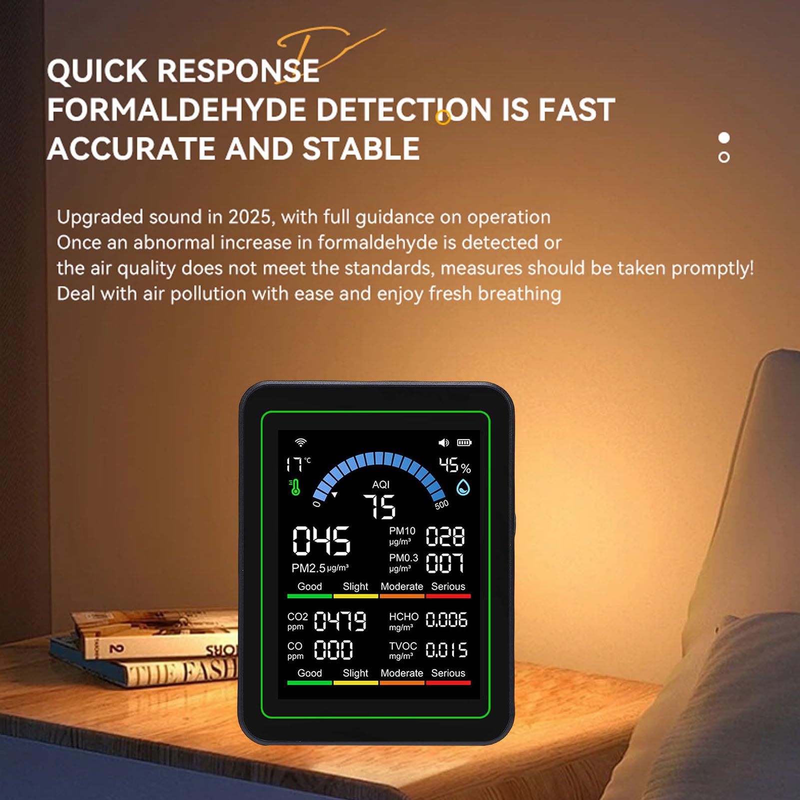 Detector de Calidad del Aire 10 en 1, Monitor Portátil de Calidad del Aire Interior para CO2 TVOC HCHO PM2.5 PM10 PM0.3, Soporte de Aplicación Inteligente para Oficina en Casa