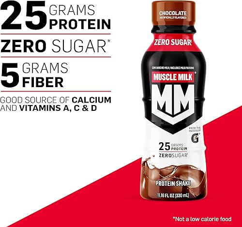 Miniatura 4 de Muscle Milk Batido de proteína auténtica, crema de vainilla, botella de 11.16 onzas líquidas y batido de proteínas Pro Advanced Nutrition, chocolate