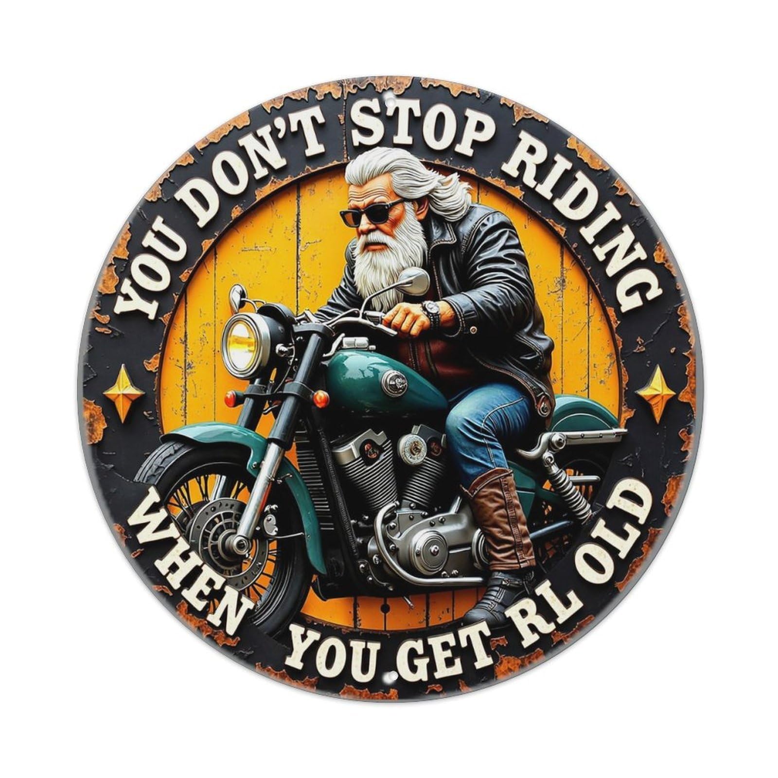 You Dont Stop Riding When You Get Old Retro Metal Tin Sign, Vintage Metal Poster for home, Gaming Room, Studio Workshop,Bar,Garage Wall Art Decor 8x8 inch
