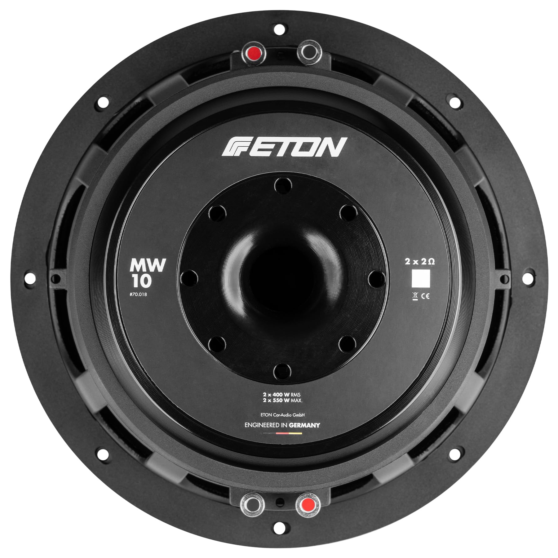 ETON MW 10 – Kraftvoller 25 cm / 10 Zoll Subwoofer, Langhub Bass fürs Auto, Tiefton Lautsprecher mit Ferrit-Magnet, 2 x 2 Ohm Doppelschwingspule, 2 x 550 Watt, 1 St.