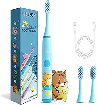 US1984 Sonic Electric Toothbrush For Adults and Kids with 4 Modes, 18000 Strokes per minute, 3 Brush Head, Soft Bristles, Waterproof, Rechargeable Lasting Up To 30 Days, Power Toothbrush (Blue)