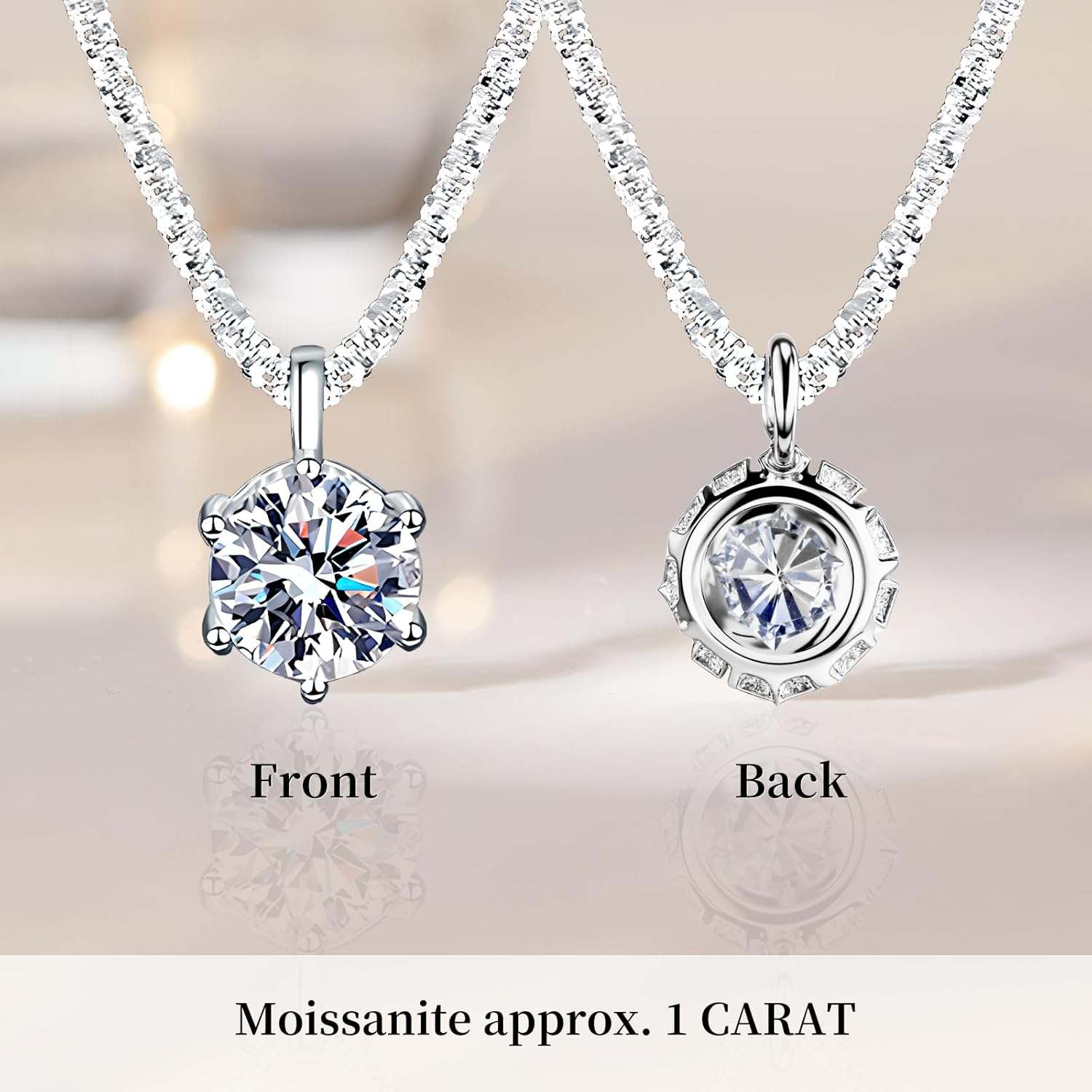 JOLINO 1CT Moissanite Pendant Necklace for Women,925 Sterling Silver Plated with Platinum,Dainty Jewelry Gifts for Your Wife,Girlfriend,Mother on Valentine's Day,Birthdays,Anniversaries,or Graduations - Image 5