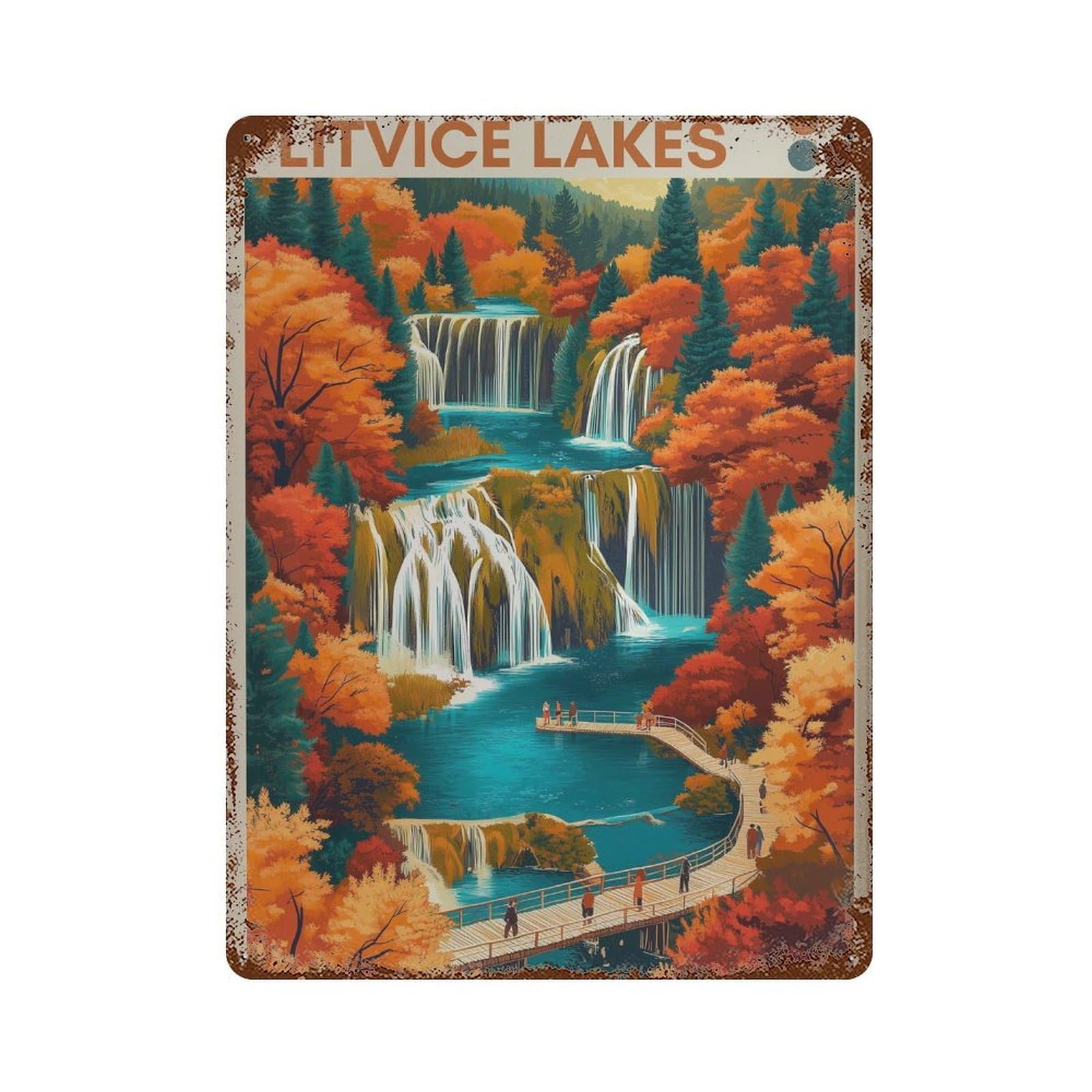 xiaoxiaoshen Plitvice Lakes Travel Croatia National Park Wall Decor Art Metal Tin Poster Modern Home Decor Art Home Bar Shop Decorations Vintage Sign 40x30cm