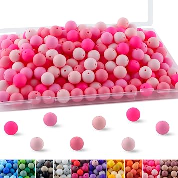 200Pcs Mixed Color 12mm Silicone Beads for PensPink